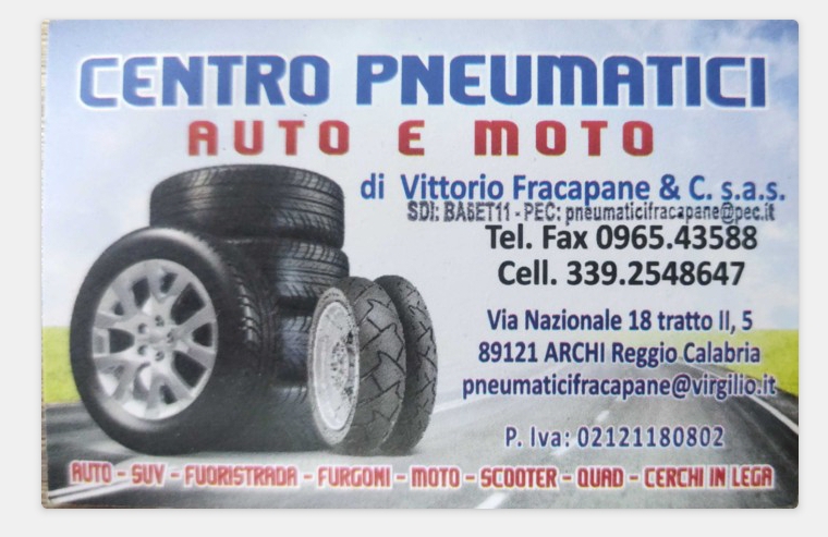 CENTRO PNEUMATICI AUTO E MOTO DI VITTORIO FRACAPANE SAS