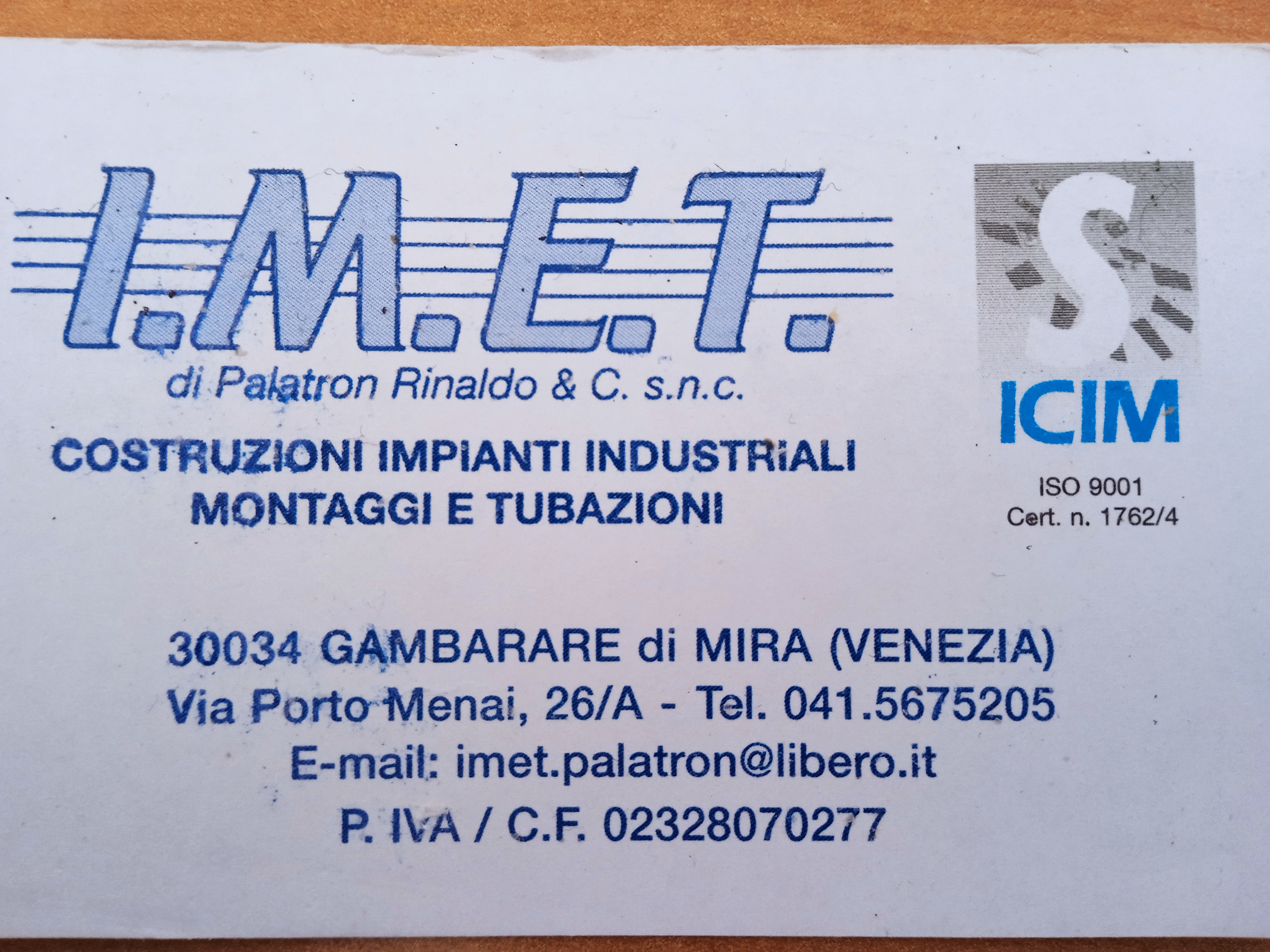 I.M.E.T. SNC DI PALATRON R. & C. IMPRESA METALMECCANICA